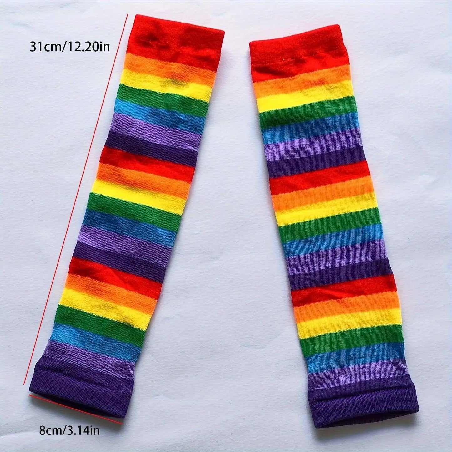 Rainbow Striped Sun Sleeves Long High Elastic Arm Cover Summer Decorative Fingerless Sleeves For Women SS69