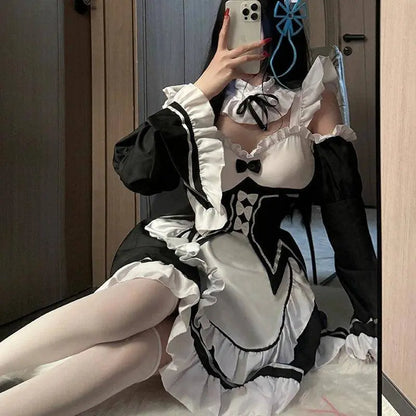 Ram Rem Cosplay Costume Anime Lolita Maid Uniform Maid Apron Lolita Dress Life In A Different World From Zero Costumes Party Set - SS69