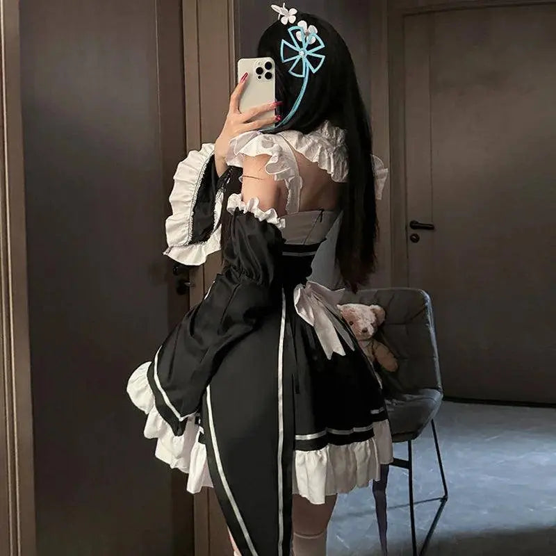 Ram Rem Cosplay Costume Anime Lolita Maid Uniform Maid Apron Lolita Dress Life In A Different World From Zero Costumes Party Set - SS69