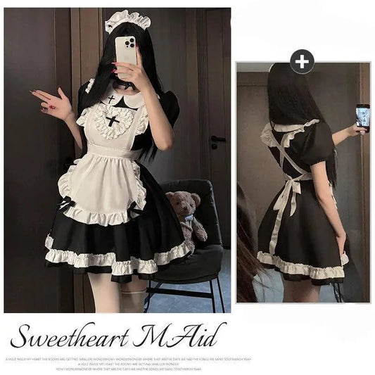 Ram Rem Cosplay Costume Anime Lolita Maid Uniform Maid Apron Lolita Dress Life In A Different World From Zero Costumes Party Set - SS69