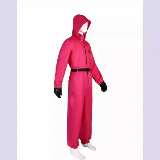Red Calamari Game Jumpsuit Cosplay Party Tracksuit Outfits Props Role Play Classic Costume From Korean TV Belt Full Mask Set SS69