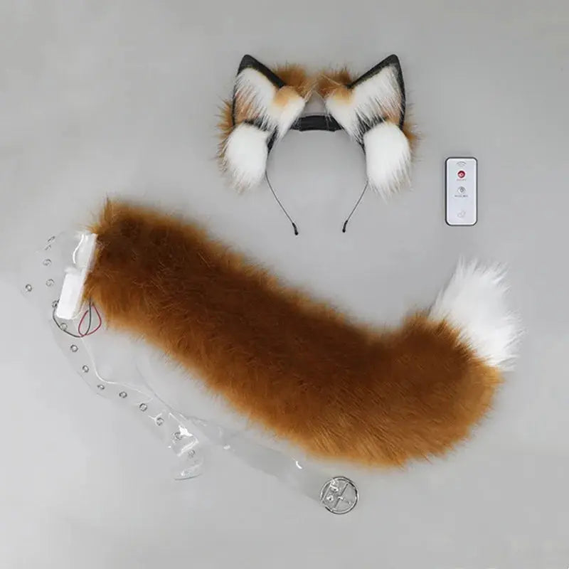 Remote Control Wagging Fox Wolf Tail Automatically Moving Animal Ear Headband Cosplay Prop Accessories Girl's Club Pub Costumes SS69