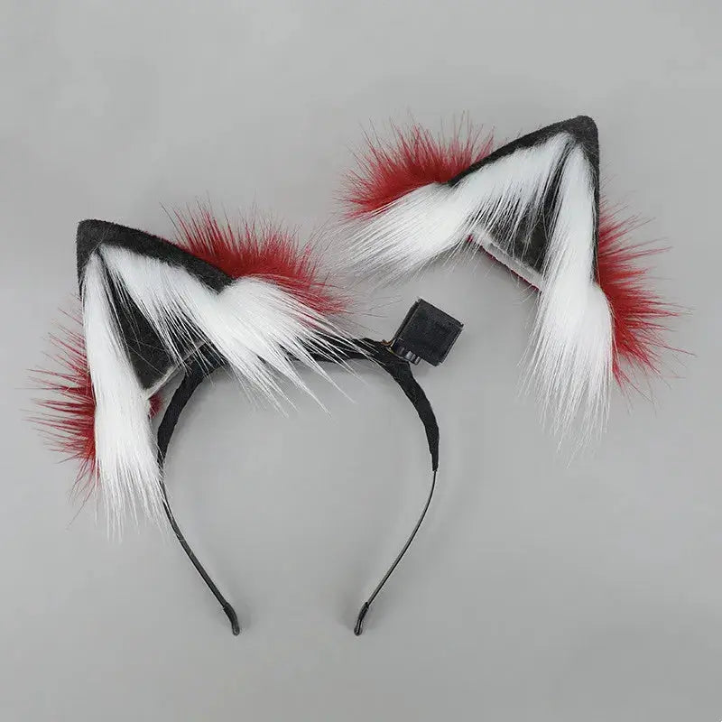 Remote Control Wagging Fox Wolf Tail Automatically Moving Animal Ear Headband Cosplay Prop Accessories Girl's Club Pub Costumes SS69 77.69 red moving ear / Unisize / CHINA