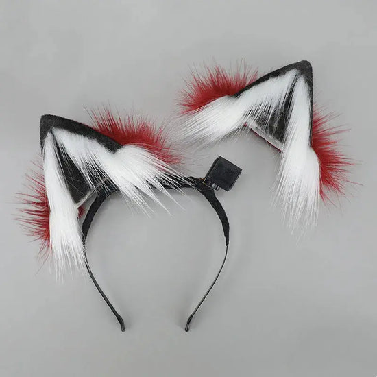 Remote Control Wagging Fox Wolf Tail Automatically Moving Animal Ear Headband Cosplay Prop Accessories Girl's Club Pub Costumes SS69 77.69 red moving ear / Unisize / CHINA