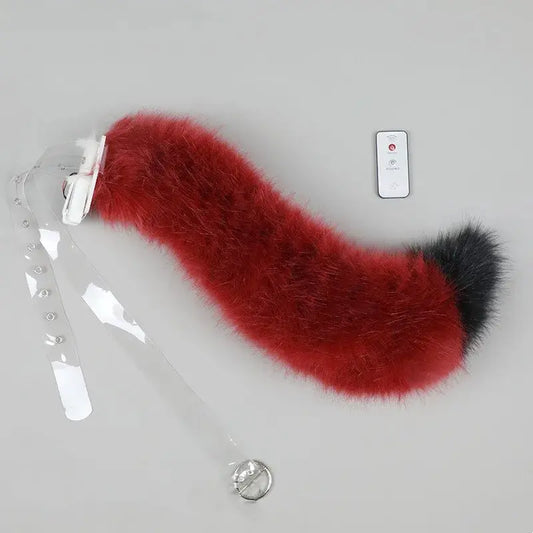 Remote Control Wagging Fox Wolf Tail Automatically Moving Animal Ear Headband Cosplay Prop Accessories Girl's Club Pub Costumes SS69 99.69 red remote tail / Unisize / CHINA