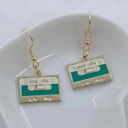 Retro Cassette Tape dangle drop earrings, Cute 90s Music jewellery, Novelty Old School jewelry, Fun Quirky pendant SS69
