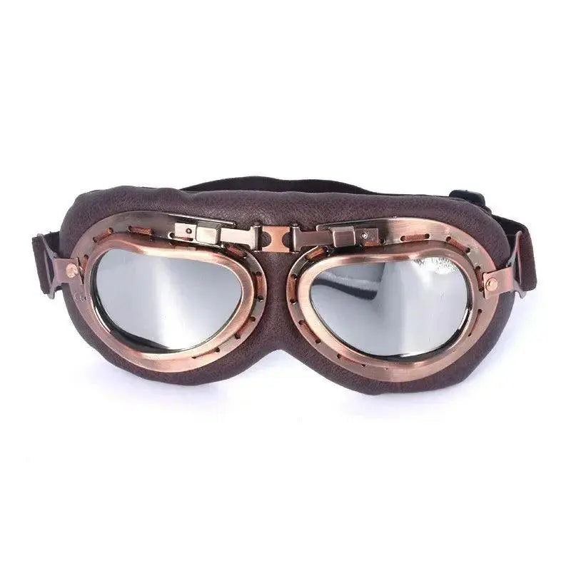Retro Motorcycle Goggles Glasses Vintage Moto Classic Goggles for Harley Pilot Steampunk ATV Bike Copper Helmet SS69