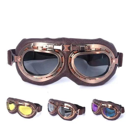 Retro Motorcycle Goggles Glasses Vintage Moto Classic Goggles for Harley Pilot Steampunk ATV Bike Copper Helmet SS69