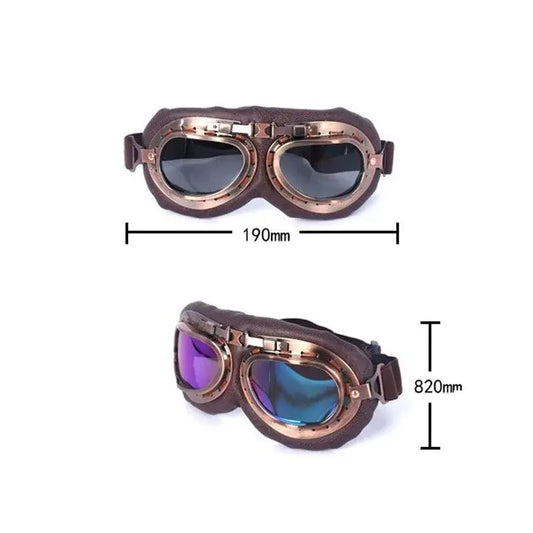 Retro Motorcycle Goggles Glasses Vintage Moto Classic Goggles for Harley Pilot Steampunk ATV Bike Copper Helmet SS69