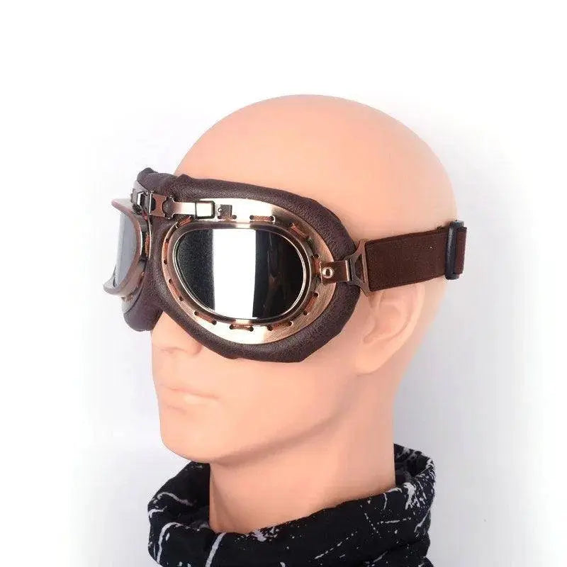 Retro Motorcycle Goggles Glasses Vintage Moto Classic Goggles for Harley Pilot Steampunk ATV Bike Copper Helmet SS69