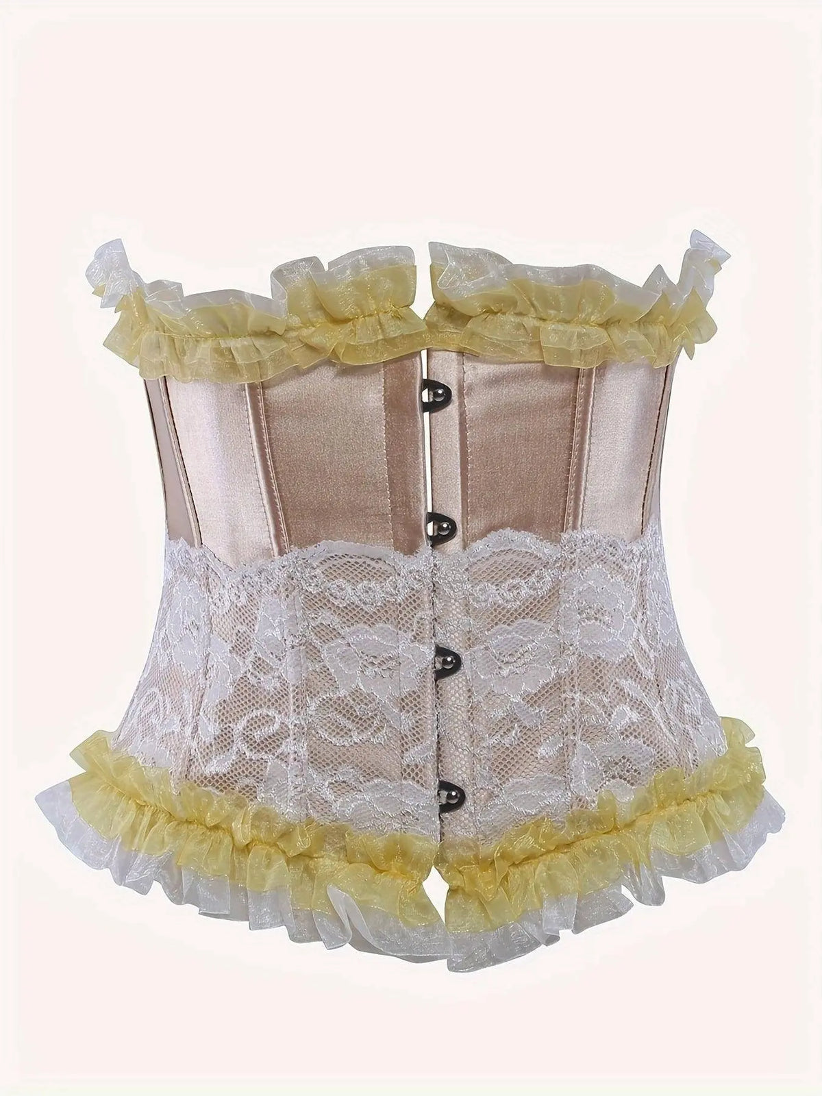 Ruched Trim Button Front Bustier, Casual Lace Up Costume For Wedding & Cosaply, Women's Clothing - SS69