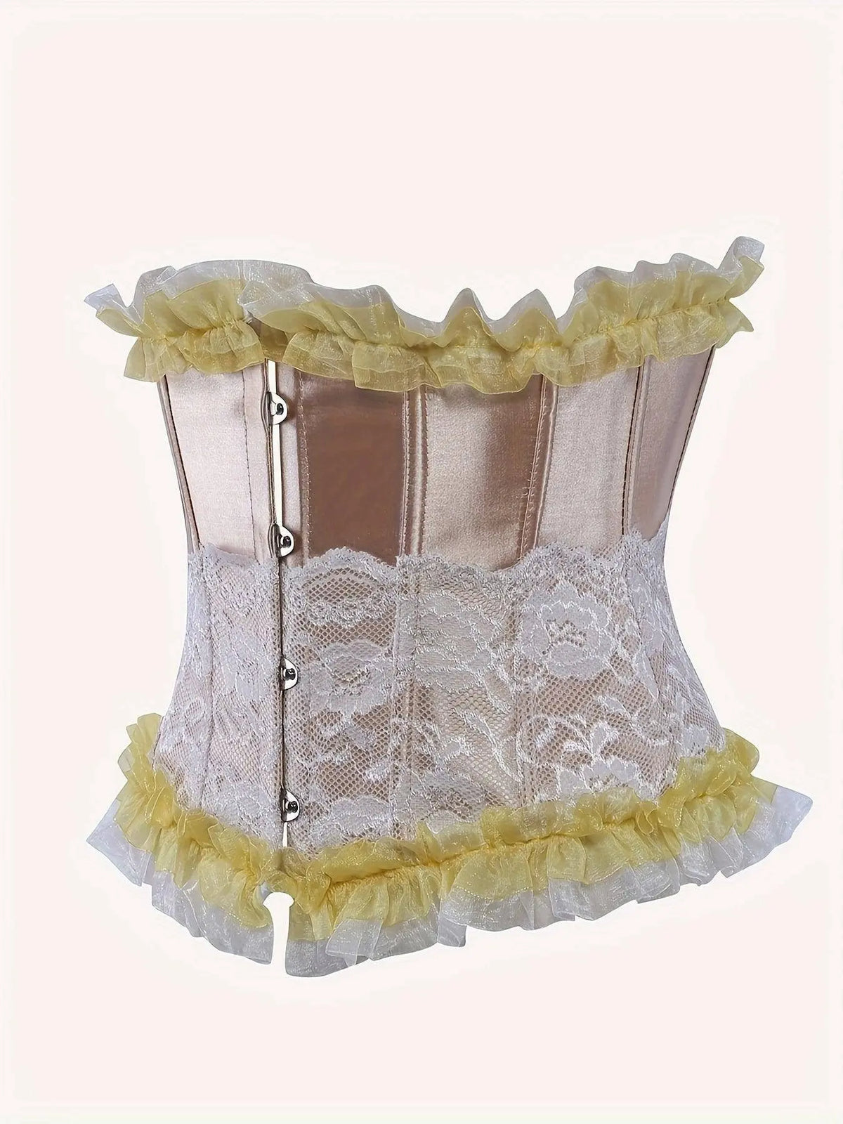 Ruched Trim Button Front Bustier, Casual Lace Up Costume For Wedding & Cosaply, Women's Clothing - SS69