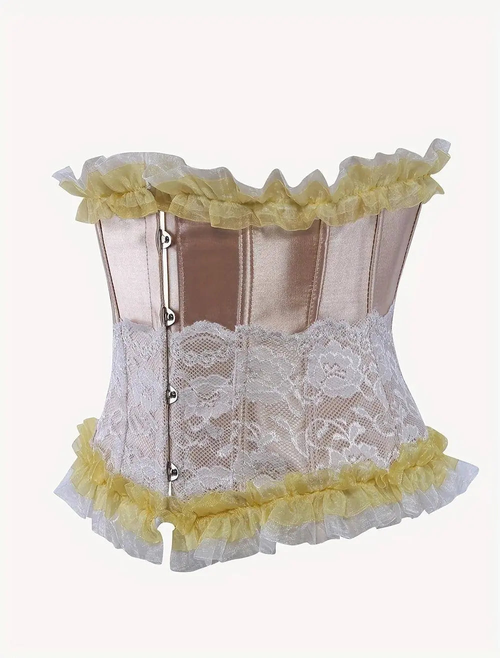 Ruched Trim Button Front Bustier, Casual Lace Up Costume For Wedding & Cosaply, Women's Clothing - SS69