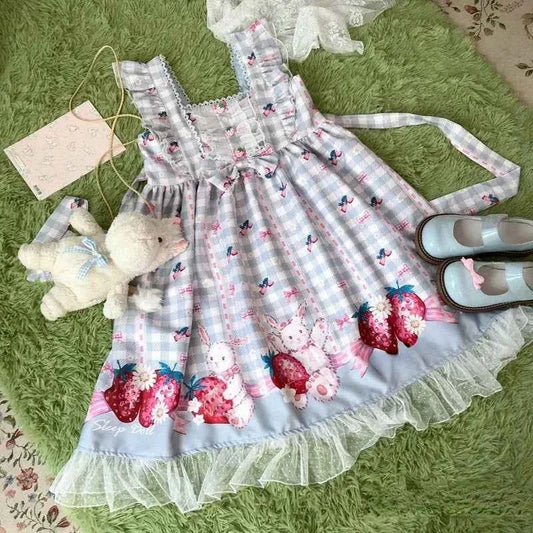 KOSAHIKI Japanese Lolita Dress Girls Strawberry Bunny Jsk Dresses Women Harajuku Sleeveless Cute  2026 Cosplay Vestido