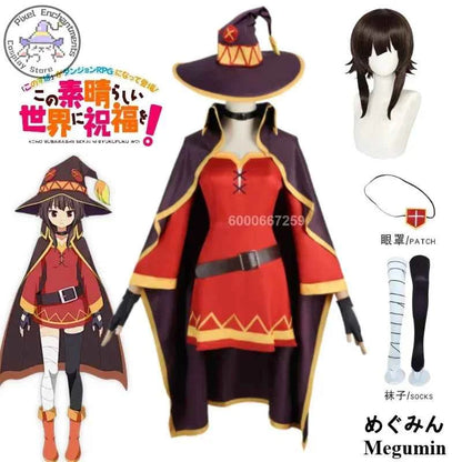 Anime KonoSuba God's Blessing on This Wonderful World  Aqua Megumin Satou Kazuma Cosplay Costumes Men Women Comic Con Outfit