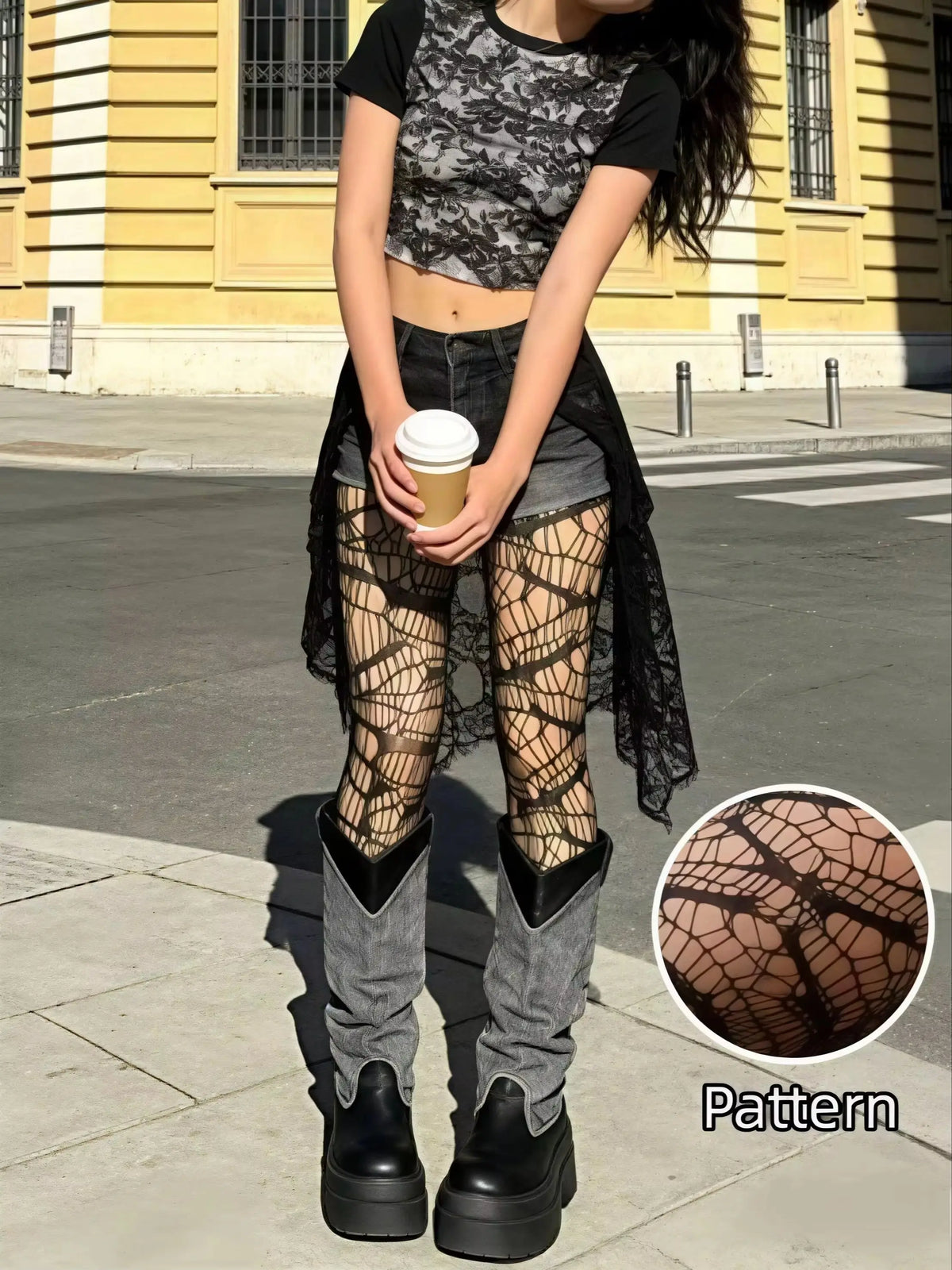 Women's bat pattern mesh socks high elasticity comfortable sexy hot girl trendy leggings for outdoor party street casual wear