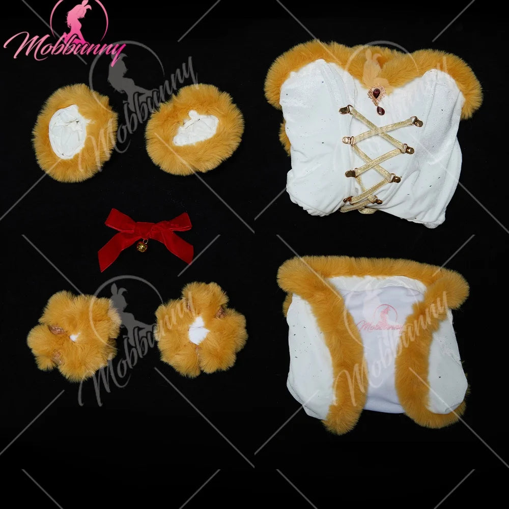 MOBBUNNY Women Frieren Derivative Winter Christmas Sexy Cosplay Costume Set Off-the-shoulder Bodysuit with Cape and Socks