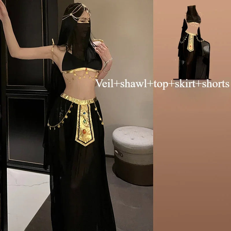 Belly Dance Costume Women's Sexy Arabian Princess Costume Fancy Indian Dance Embroider Bollywoods Jasmine Dress Egyptian Queen