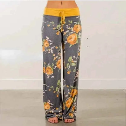 Plus Size Women S-8XL Fashion Casual Loose Stretch Printing Drawstring  Lounge Pants Pajama Long Wide Leg Pants