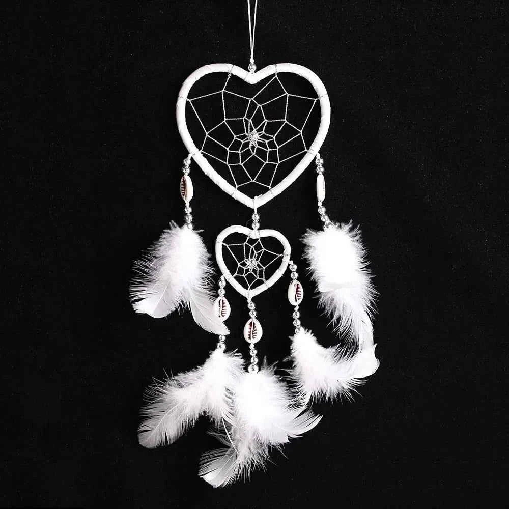 Indian Pink Purple Feather Dreamcatcher Love Wall Hanging Room Decor Handmade Aesthetic Retro Dream Catcher Wind Chime Ornament