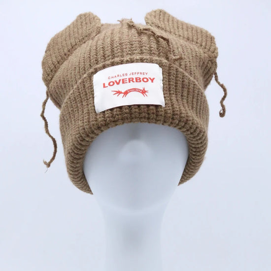 Long fox Ears Knitted Hat Men Women Rabbit Ear Warm Crochet Beanies Kpop Hip Hop Hat Winter Skullies Cap Y2k Christmas Gifty