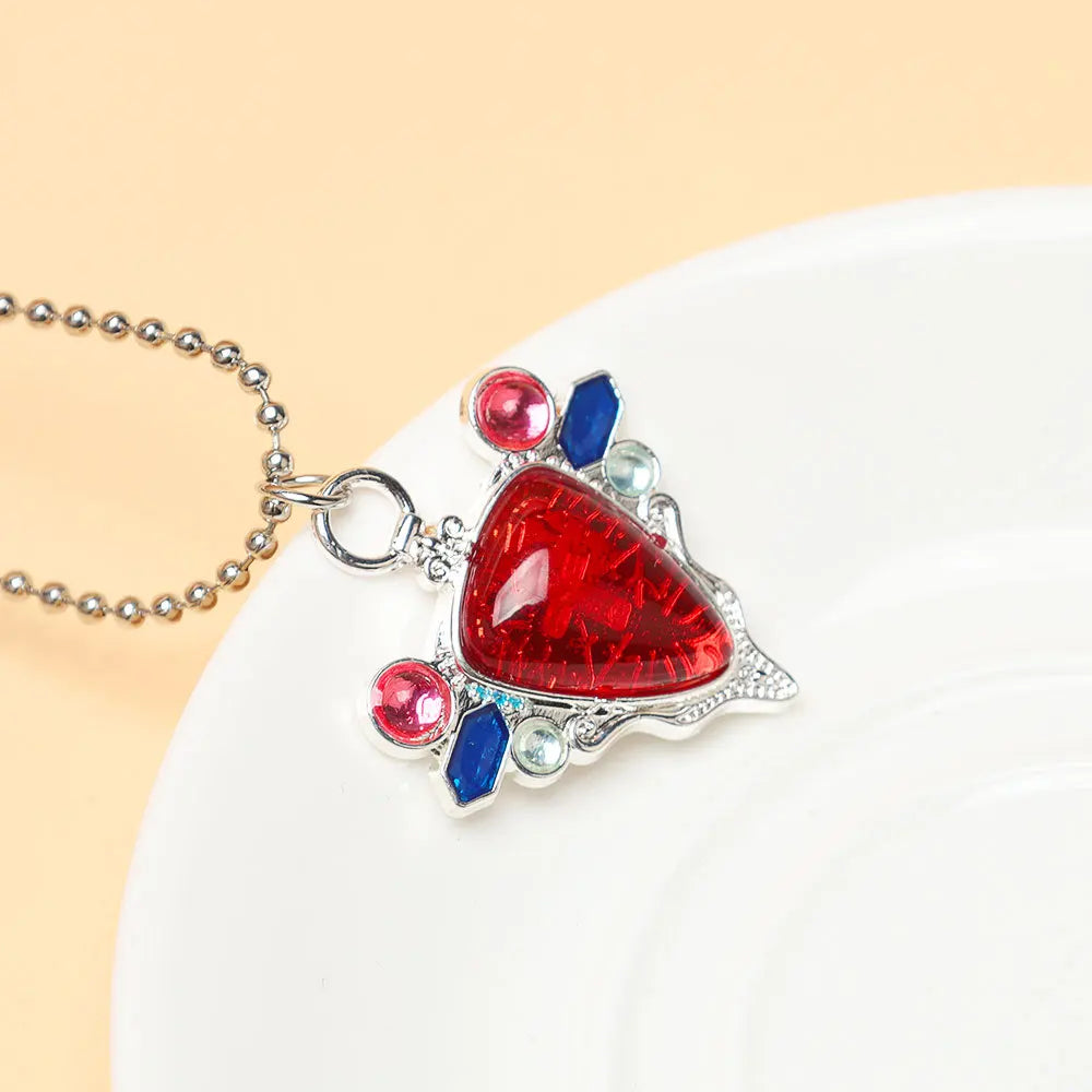 JoJo Bizarre Adventure Necklace Anime Joseph Joestar Necklaces Woman Fashion Red Ruby Stone Heart Necklace Cosplay Collier