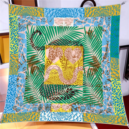 90cm Classic Checkered Horse Brand Square Scarf Women Twill Silk Scarf Shawl Hijab Luxury Bandana Foulard Neckerchief Head Scarf SS69 12.69 2390-21-21