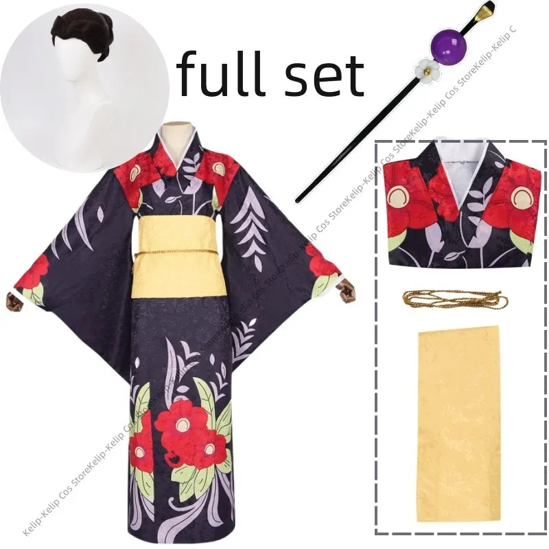 Anime Tamayo Cosplay Costume Kimetsu No Yaiba Wig Kimono Shoes