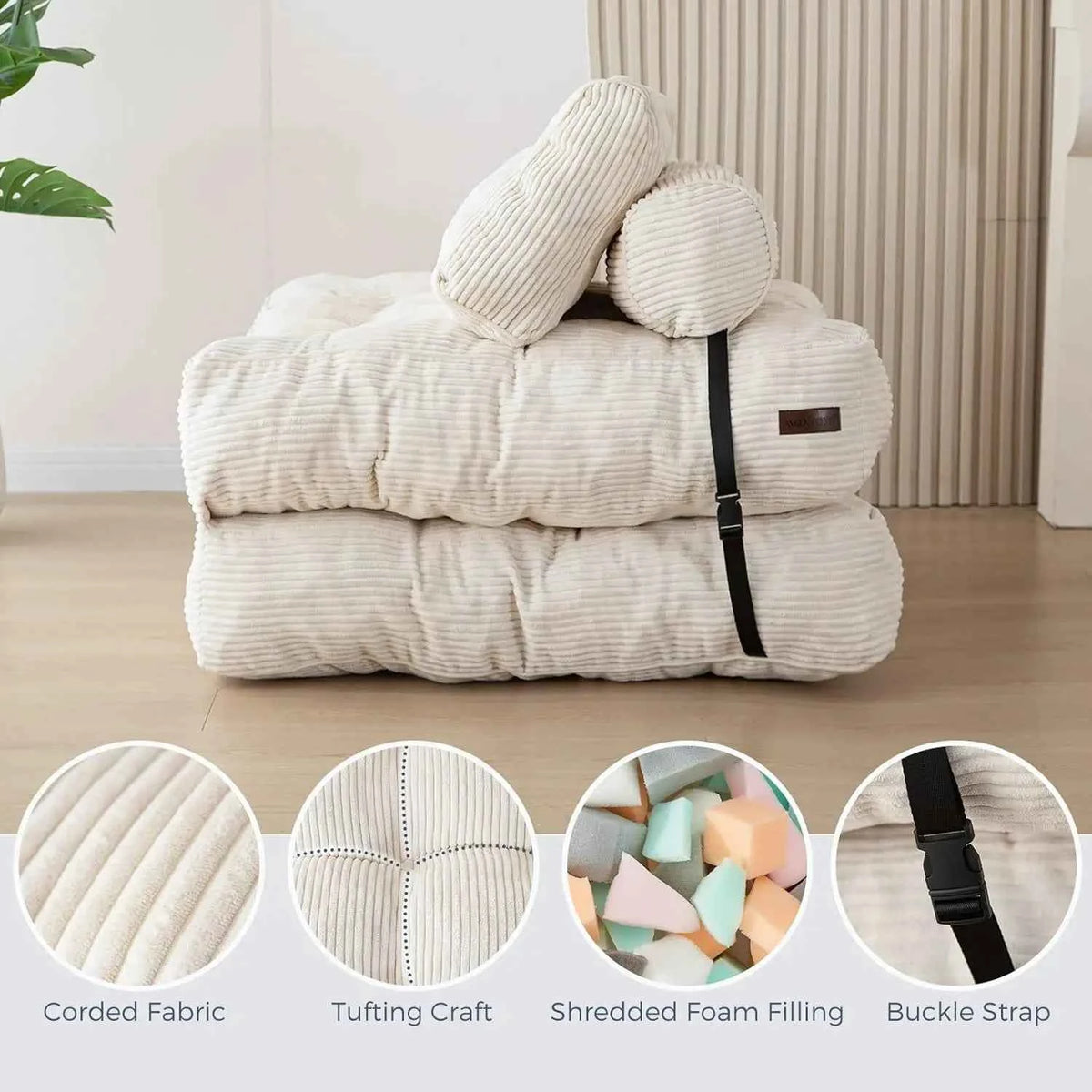 Vacuum Compression Sofa Foldable Simple Fabric Corner Modular Couch Floor Multi Function Nordic Living Room Bedroom Decoration