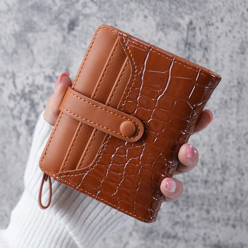 Women's Mini Crocodile Print PVC Clutch Wallet & Card Holder