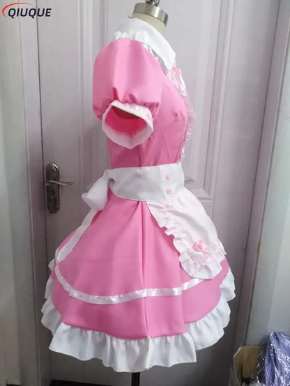 Women Pink Maid Outfit Sweet Gothic Lolita Dresses Anime K-ON! Cosplay Costume Apron Dress Uniforms Plus Size Halloween Uniforms