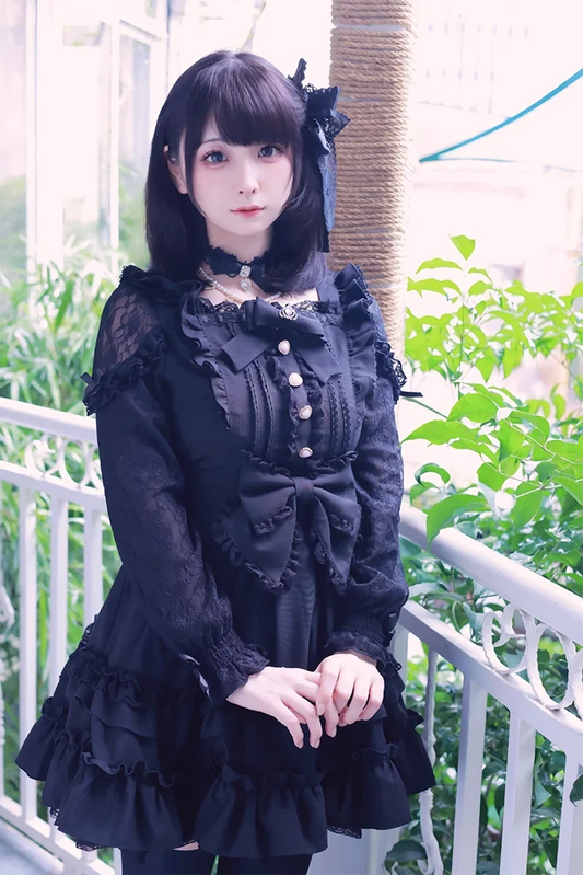 Japanese Liz Dresses Women Autumn New Girl's Sweet Cute Bud Mini Series Mass Production Angel Small Cake Dress Bow Lolita Dress