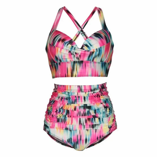 New Sexy Plus Size Swimwear Push Up Bikini High Waist Swimsuit Women Female Oversize Beach Wear Bathing Suit 2024  Mujer 5XL SS69