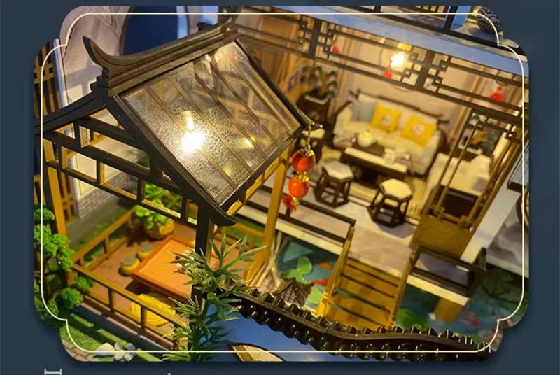 NEW DIY Wooden Doll Houses Japanese Ancient Casa Miniature Building Kits with Furniture Led Dollhouse for Adults Christmas Gifts SS69