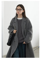 CHIC VEN Women Woolen Coat Double-breasted Basic Loose Casual Retro New Long Double-sided Female Overcoat Autumn Winter 2026