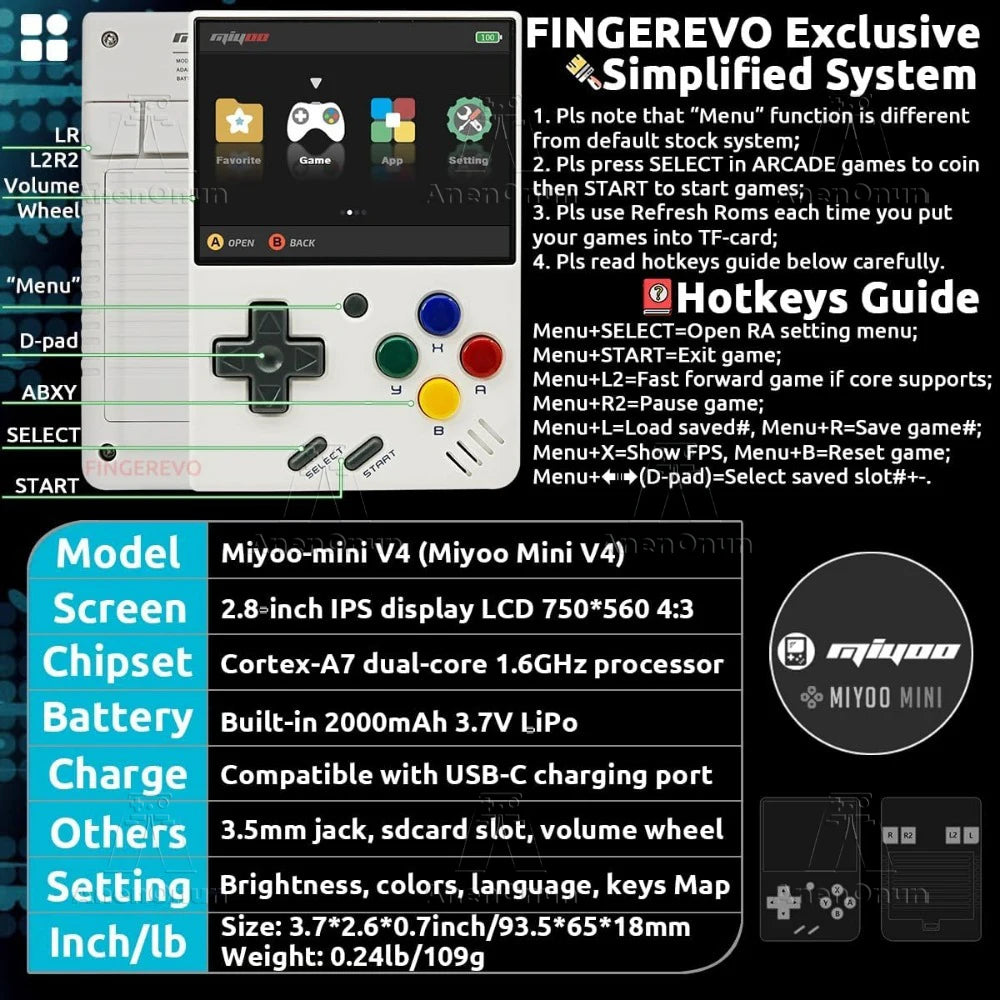 Miyoo Mini V4 2.8-inch Handheld Game Players 18000 Games 15 Emulator Portable Video Gaming Console Kids Retro Mini Game Machine SS69