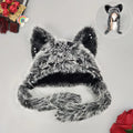 Dark Series Gothic Plush Hat Y2K Cross Metal Style Headwear Cosplay Cat Ear Hat Halloween Punk Rock Warm Cap for Women Men Child