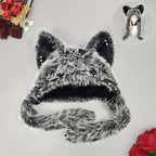 Dark Series Gothic Plush Hat Y2K Cross Metal Style Headwear Cosplay Cat Ear Hat Halloween Punk Rock Warm Cap for Women Men Child