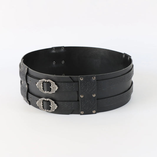 SS69 Viking Wide Waist Armor Belt, Adjustable Synthetic Leather LARP Gear