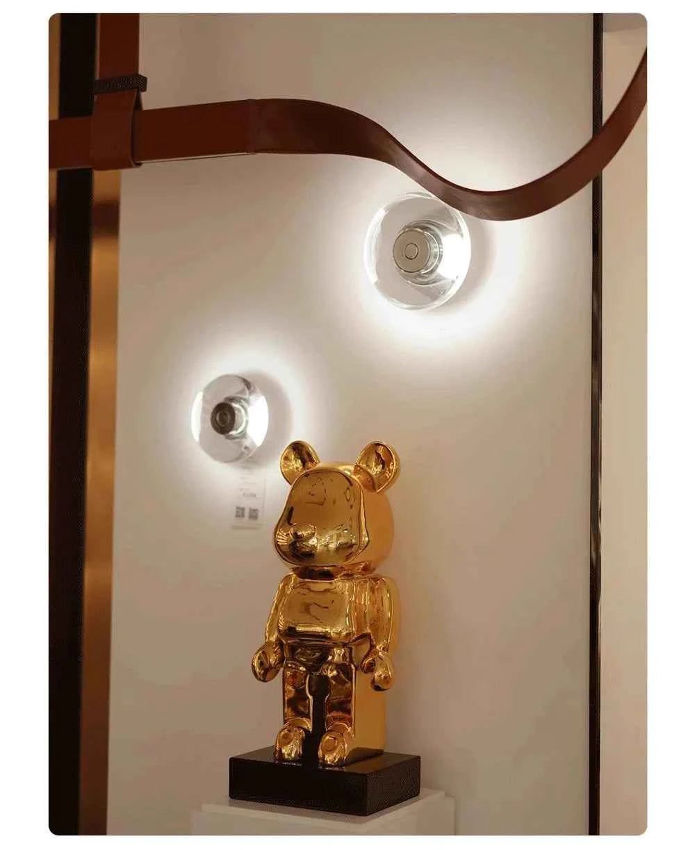 Modern Round Crystal Bedside Lamp Bedroom Living Room Italian LED Sconce Minimalist Art Circular Corridor Mirror Wall Lights