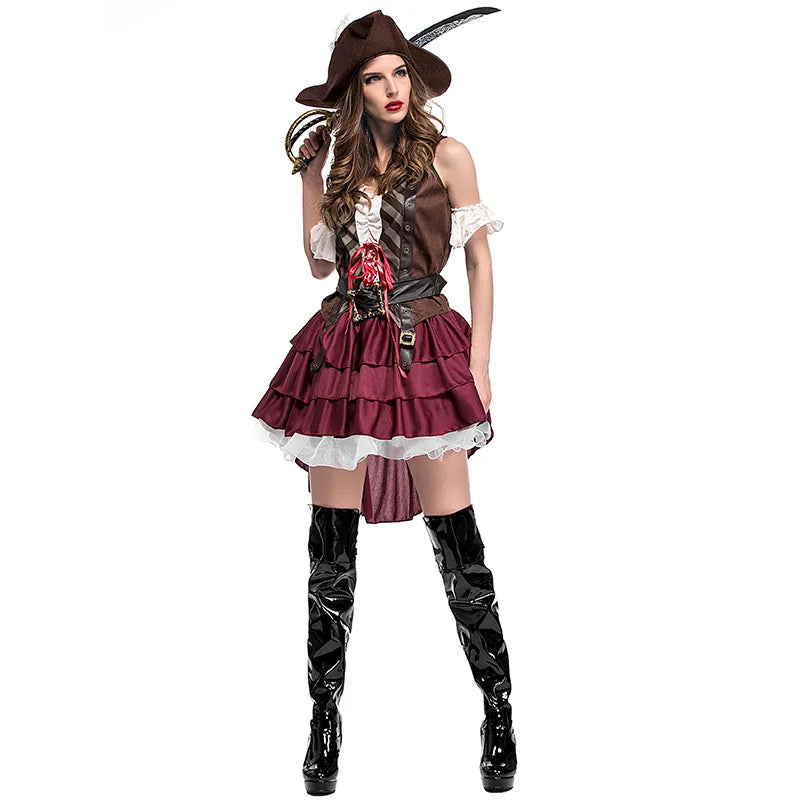 Yipin Shang Women's Pirate Costume Set with Hat and Belt