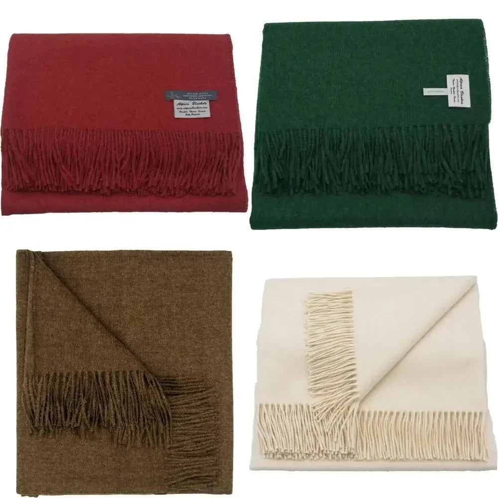 Luxury Alpaca Wool Solid Color Throw Blanket Handcrafted for Cozy Comfort and Warmth SS69