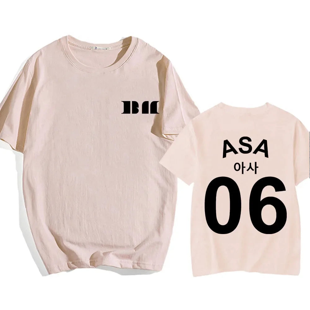 BABYMONSTER Kpop Band T-shirt ASA 06 Tees Short Sleeve Cotton Comfortable Tee-shirt Summer Casual Women/Men Tshirts Streetwear SS69 17.69 sand / L
