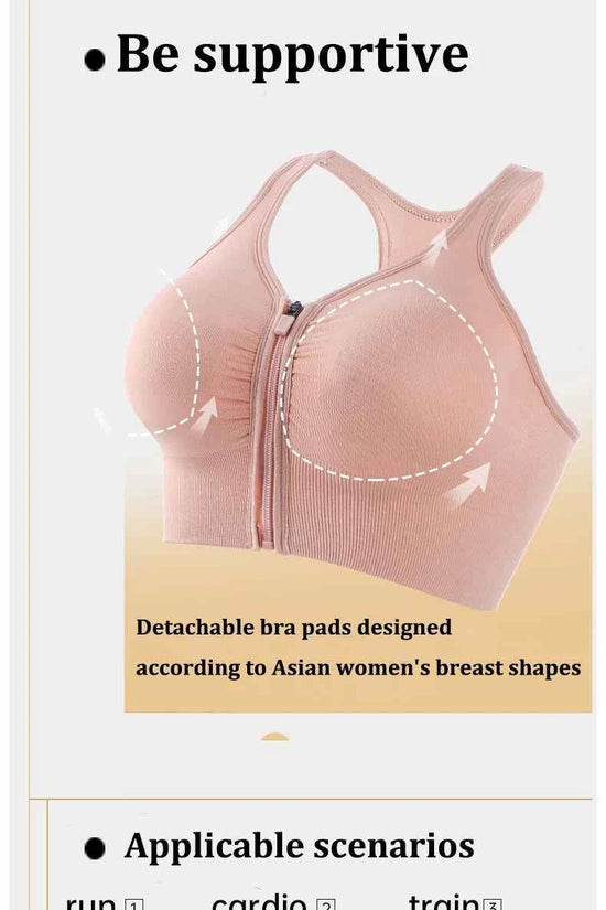CZGUKE Women's zipper sports bra vest plus size shock resistant bra women's yoga running fitness bra women's underwear
