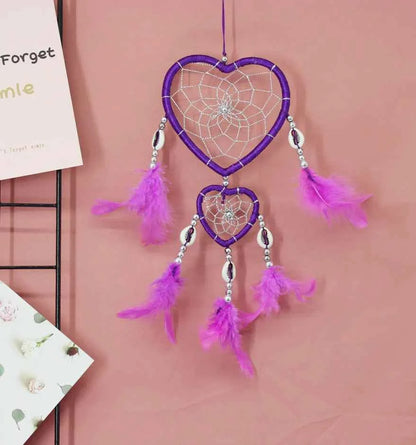 Indian Pink Purple Feather Dreamcatcher Love Wall Hanging Room Decor Handmade Aesthetic Retro Dream Catcher Wind Chime Ornament