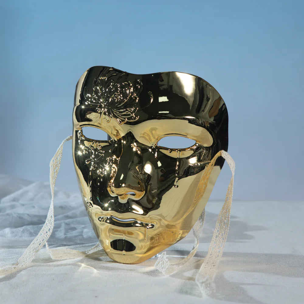 SS69 Ancient Style Full Face Mask, White Retro Hanfu Costume Prop for Adults
