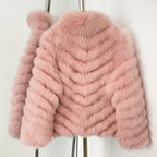 OFTBUY Women's Real Fox Fur Coat - Thick Warm Winter Jacket