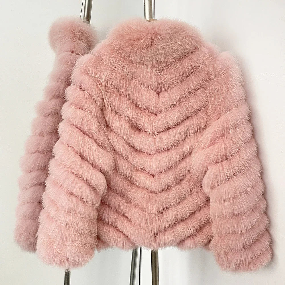 OFTBUY Women's Real Fox Fur Coat - Thick Warm Winter Jacket