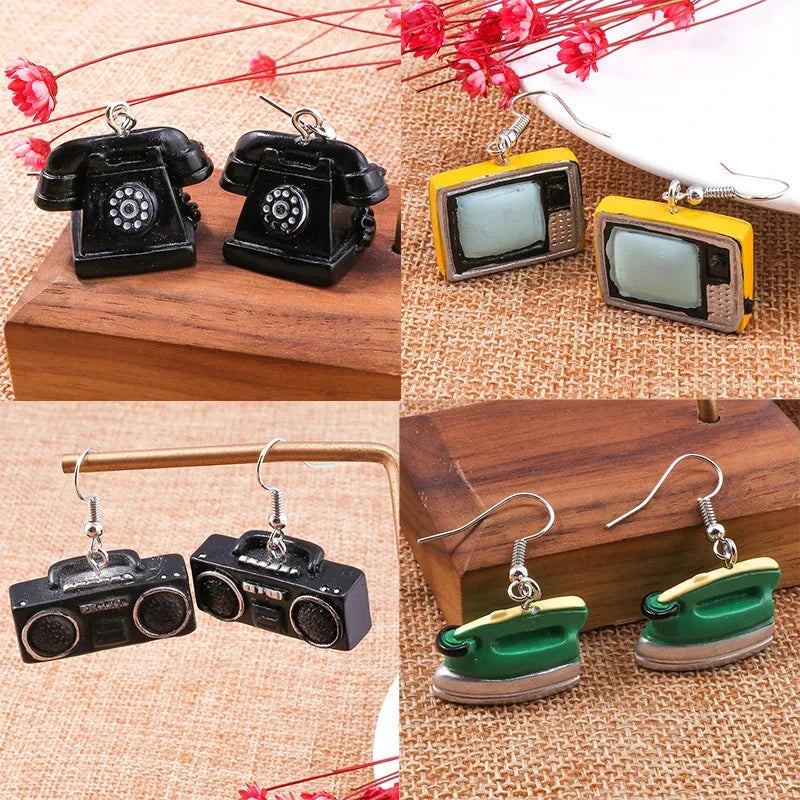 Personalized Old Item Earrings Telephone TV Iron Radio Retro Chinese Style Earrings Jewelry SS69
