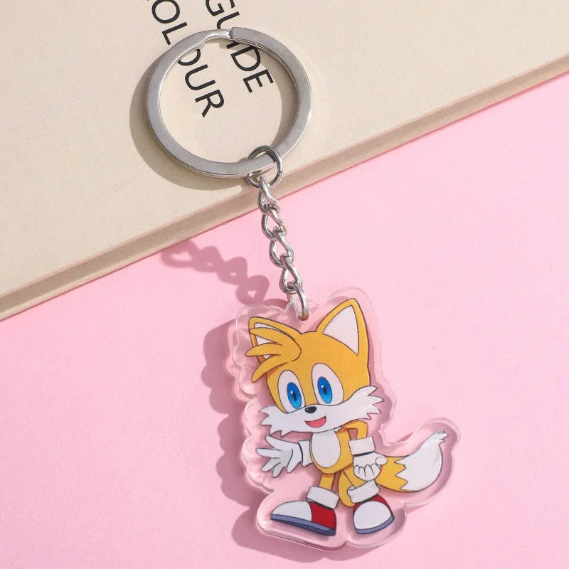 6pcs Sonic The Hedgehog Cosplay Acrylic Keychain Cartoon Anime Cute Backpack Pendant Decoration Kawaii Car Keyring Kids Toy Gift SS69